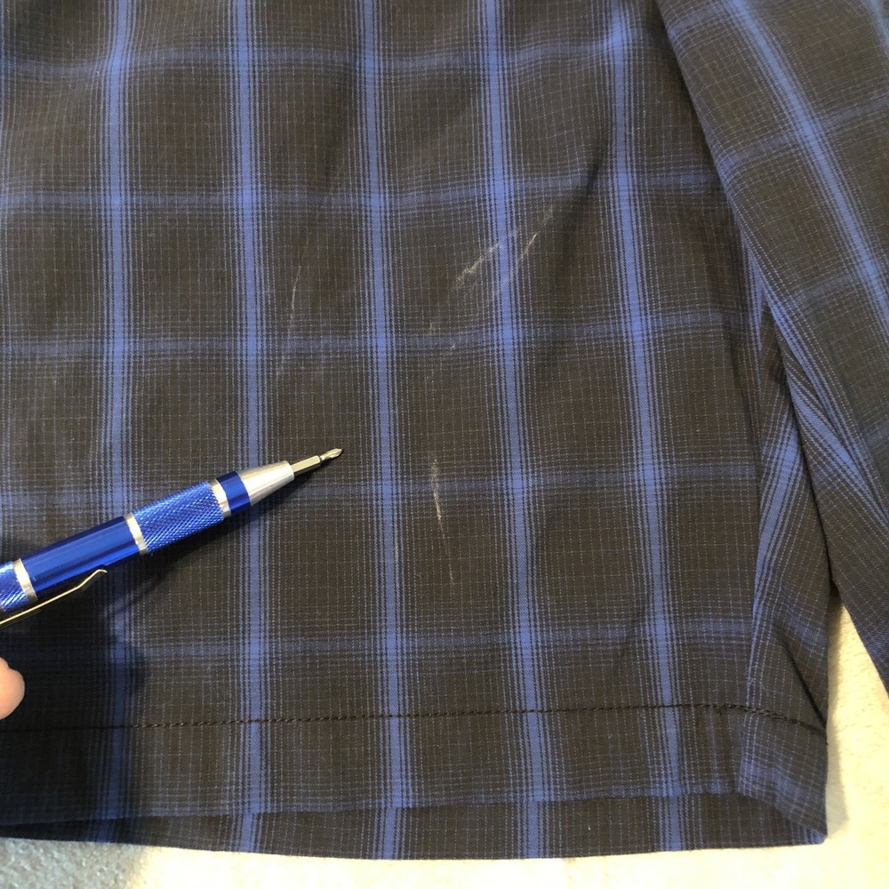 Tommy‎ Bahama Paradise Tech Shorts Mens 35 Blue Plaid Nylon Spandex Golf *Stains - Picture 11 of 16